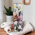 Colorful Butterflies and Flowers Tumbler with Reusable Straw, Cup With Name, 20oz Tumbler, Butterfly Lovers Gift For Her