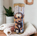 Highland Cow With A Glitter Design Tumbler 20oz With Reusable Straw, Can Be Personalized