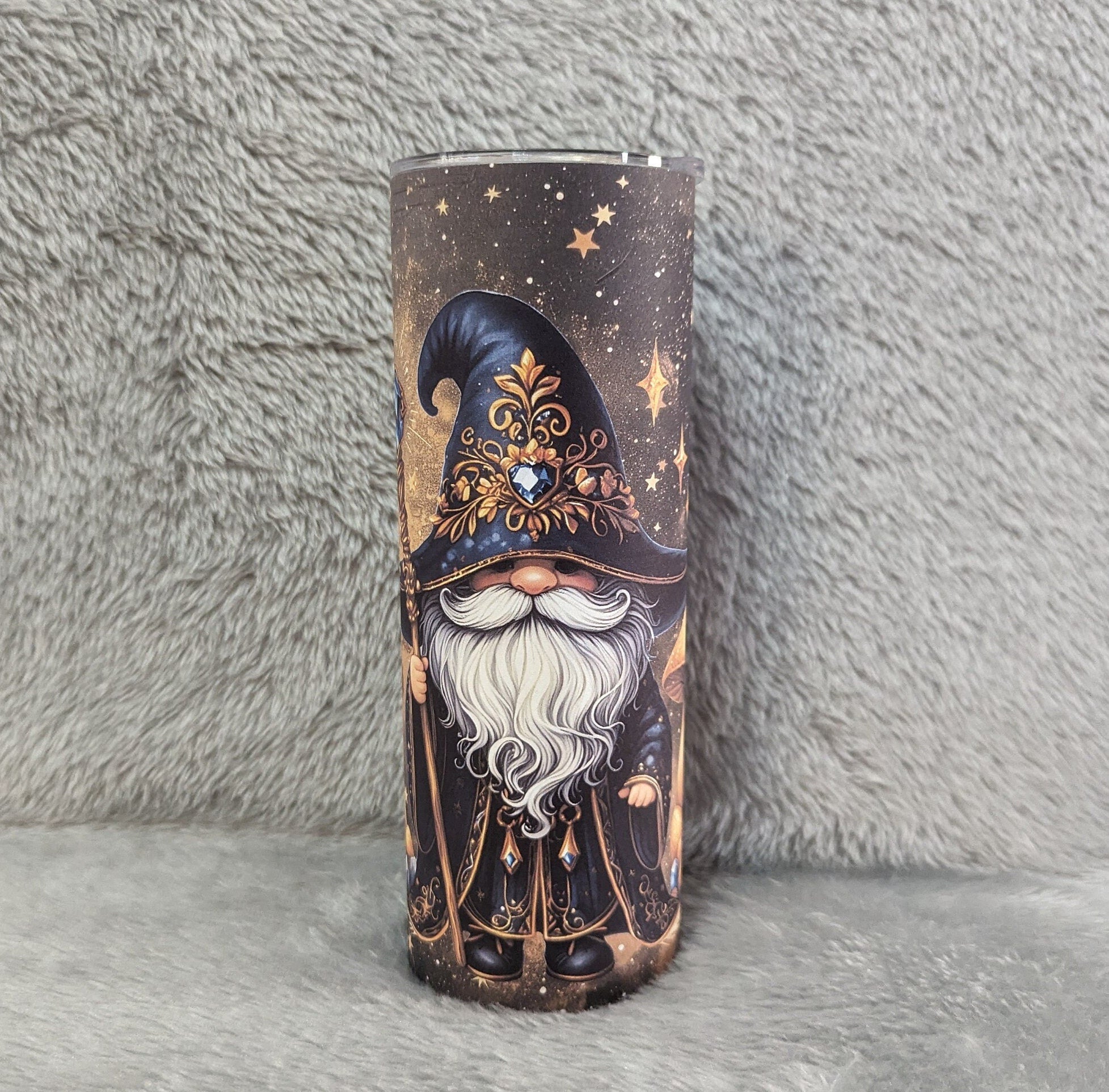 Wizard Gnome Tumbler 20oz With Reusable Straw, Can Be Personalized