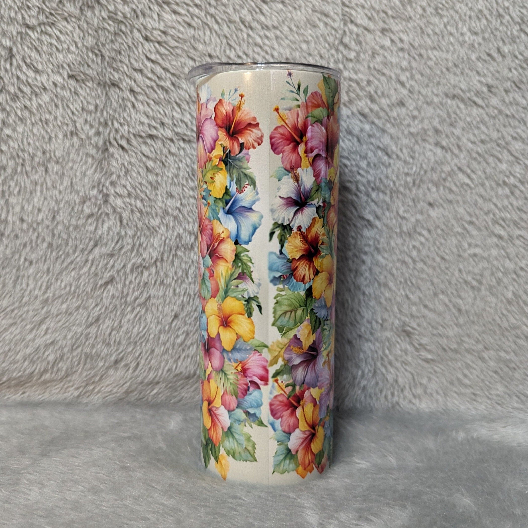 Best Mom Ever Tumbler with Pretty Hibiscus Flowers 20oz With Reusable Straw