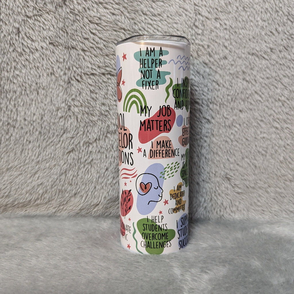 School Counselor Affirmations Tumbler 20oz With Reusable Straw