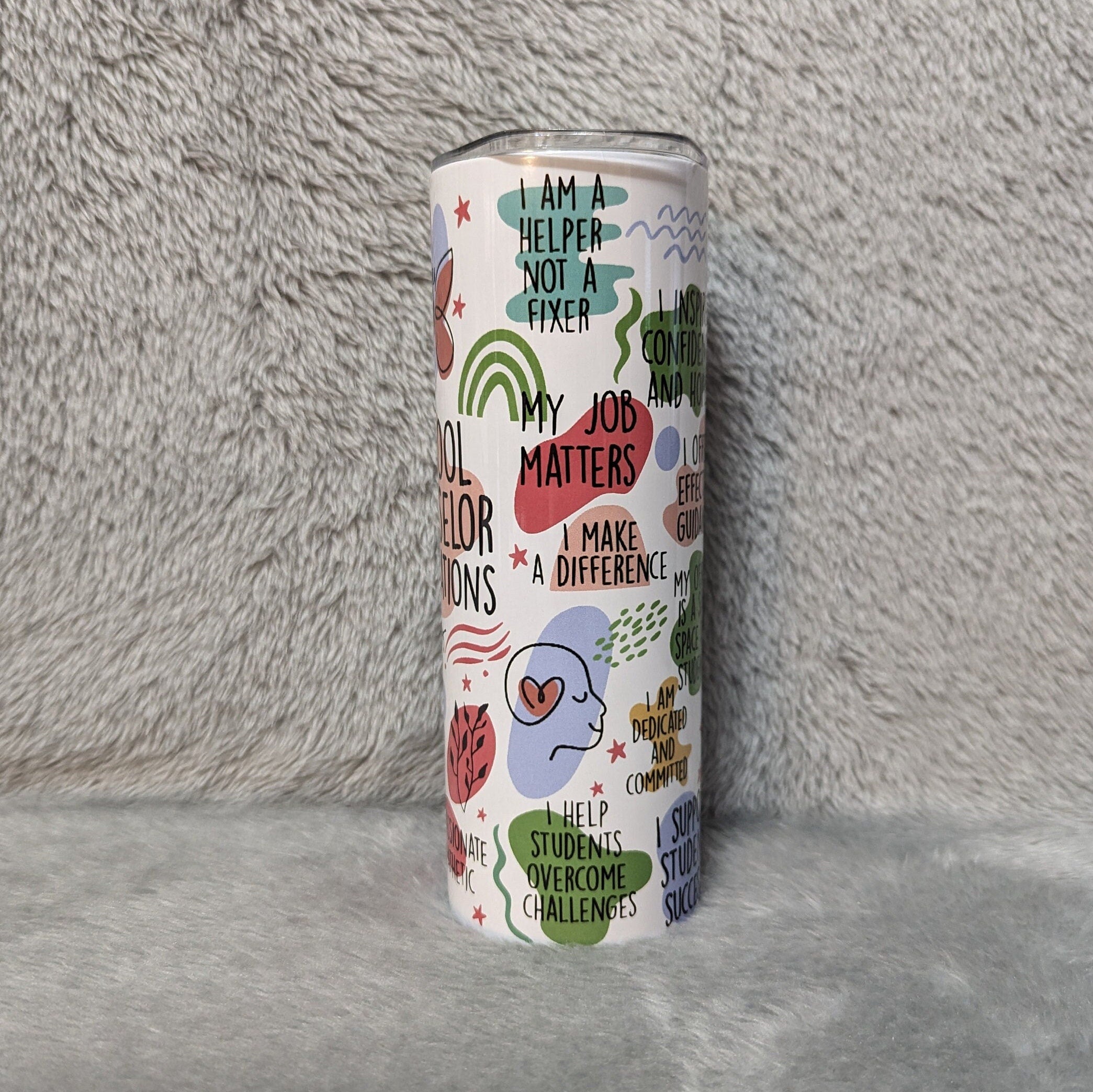 School Counselor Affirmations Tumbler 20oz With Reusable Straw
