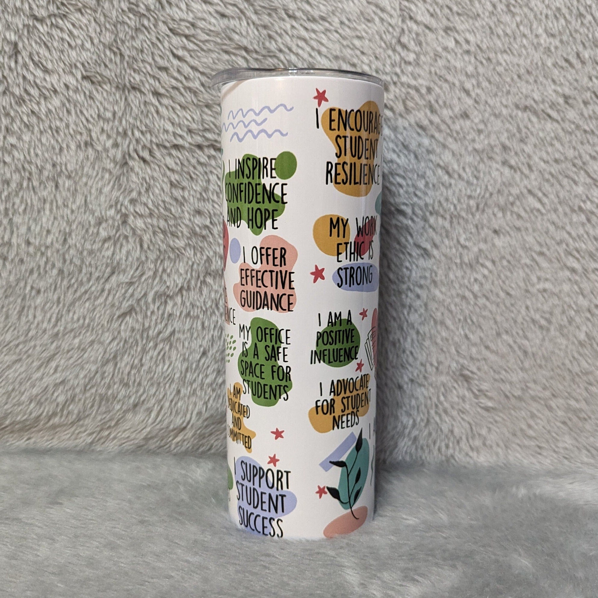 School Counselor Affirmations Tumbler 20oz With Reusable Straw