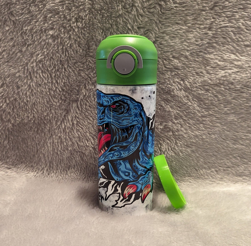 Kids Dinosaur Water Bottle 12oz With Reusable Straw Can Be Personalized