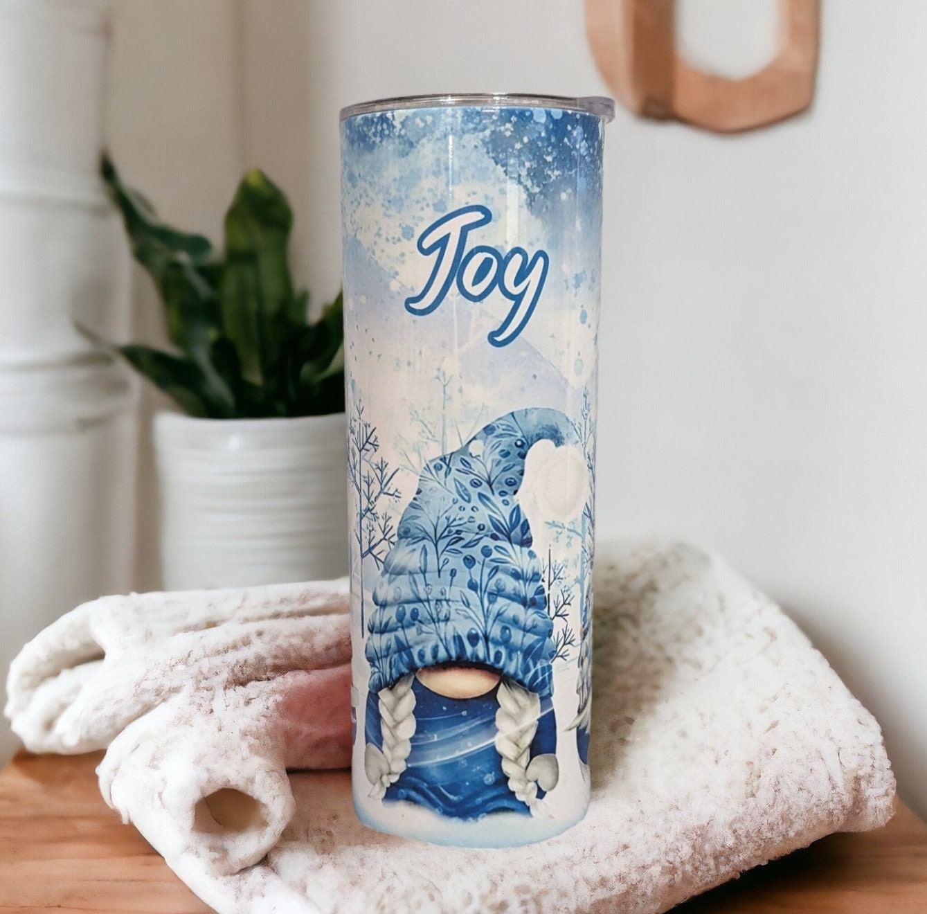 Winter Gnome Tumbler 20oz With Reusable Straw, Can Be Personalized