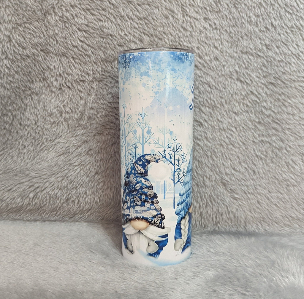 Winter Gnome Tumbler 20oz With Reusable Straw, Can Be Personalized