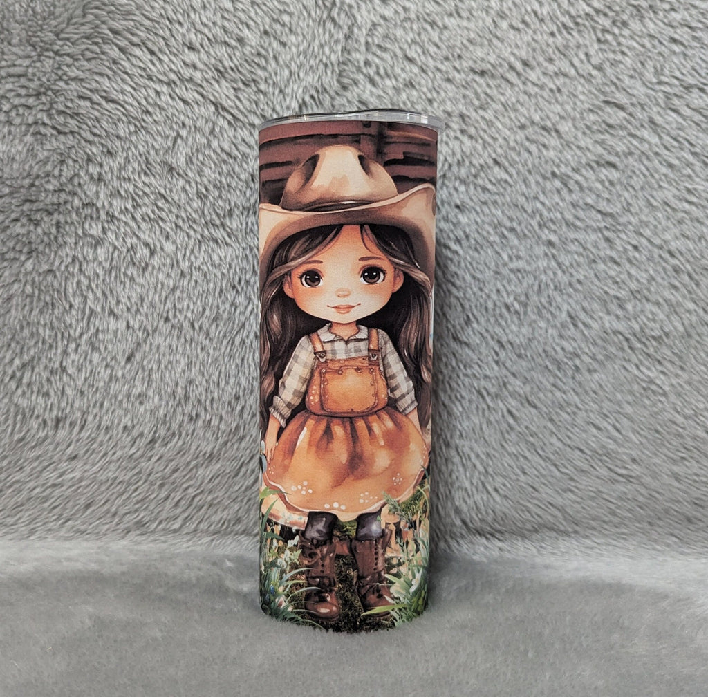 Western Style Cowgirl Tumbler 20oz With Reusable Straw, Can Be Personalized