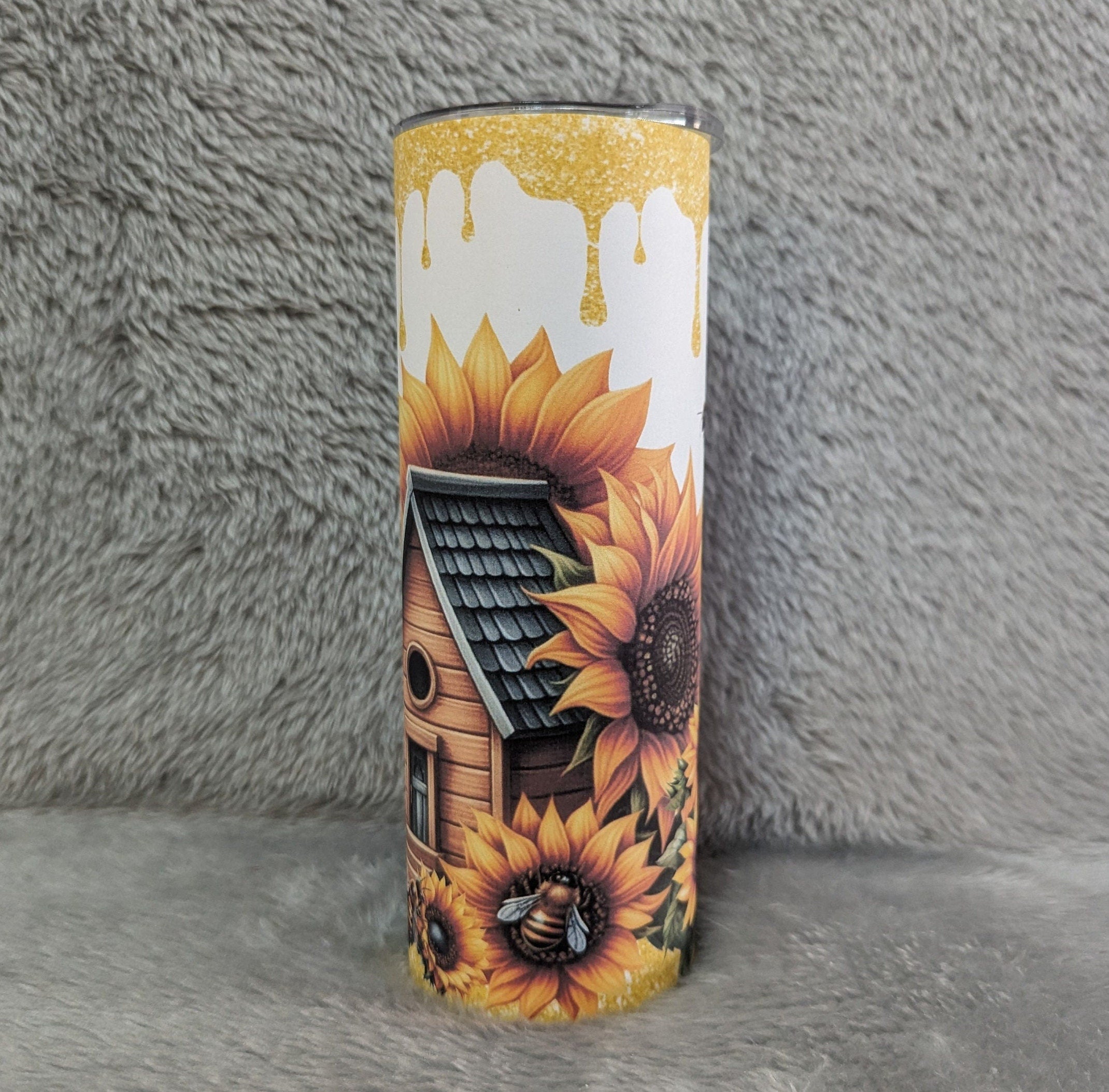 Pretty Bee Tumbler 20oz With Reusable Straw, Can Be Personalized