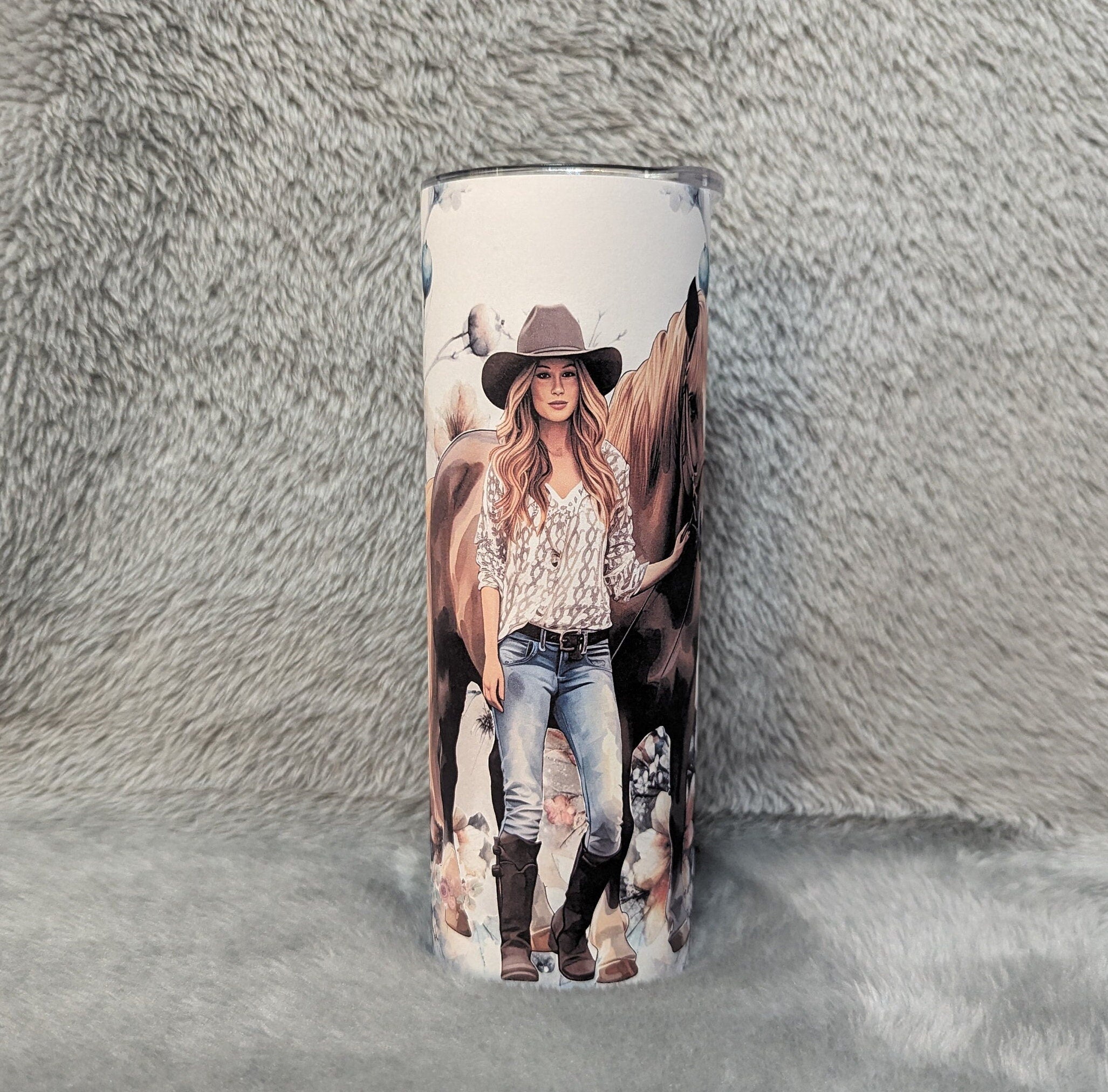 Country Cowgirl Tumbler 20oz With Reusable Straw, Can Be Personalized