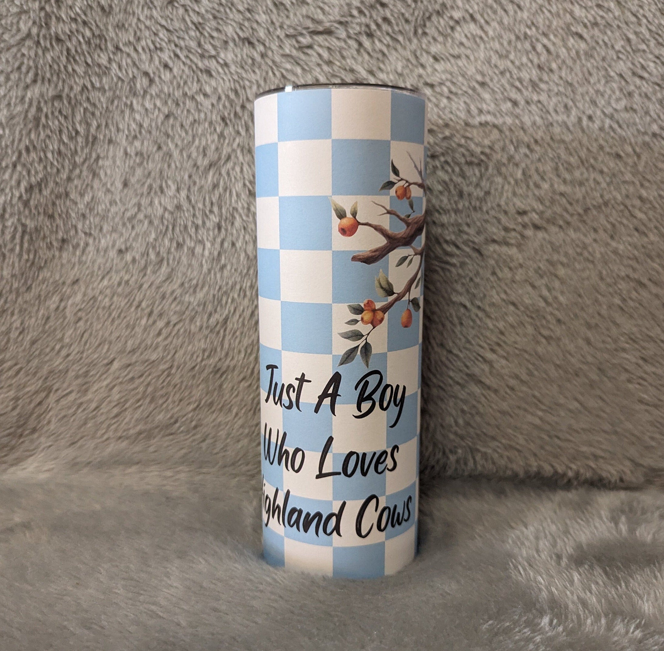 Just a Boy Who Loves Highland Cows Tumbler 20oz With Reusable Straw, Can Be Personalized