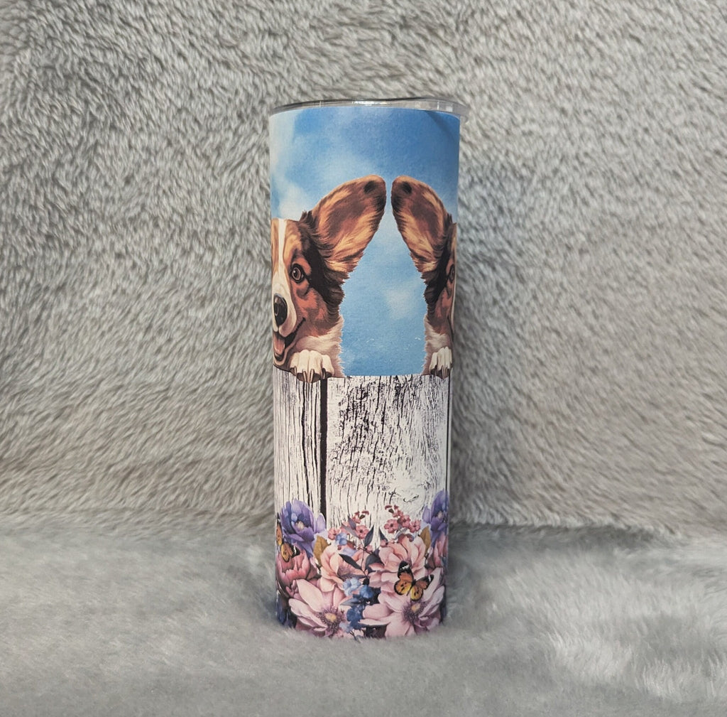 Corgi Dog Tumbler 20oz With Reusable Straw, Can Be Personalized