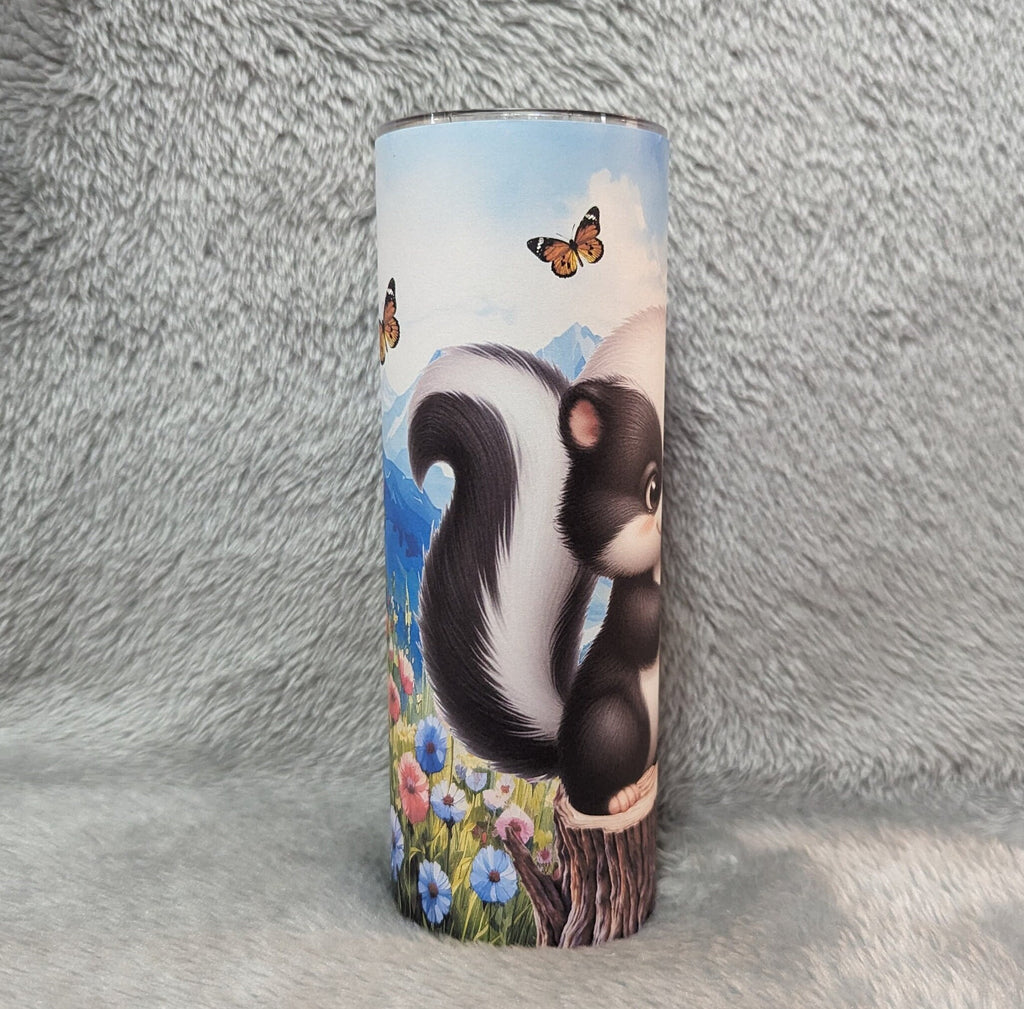 Adorable Skunk Tumbler 20oz With Reusable Straw, Can Be Personalized