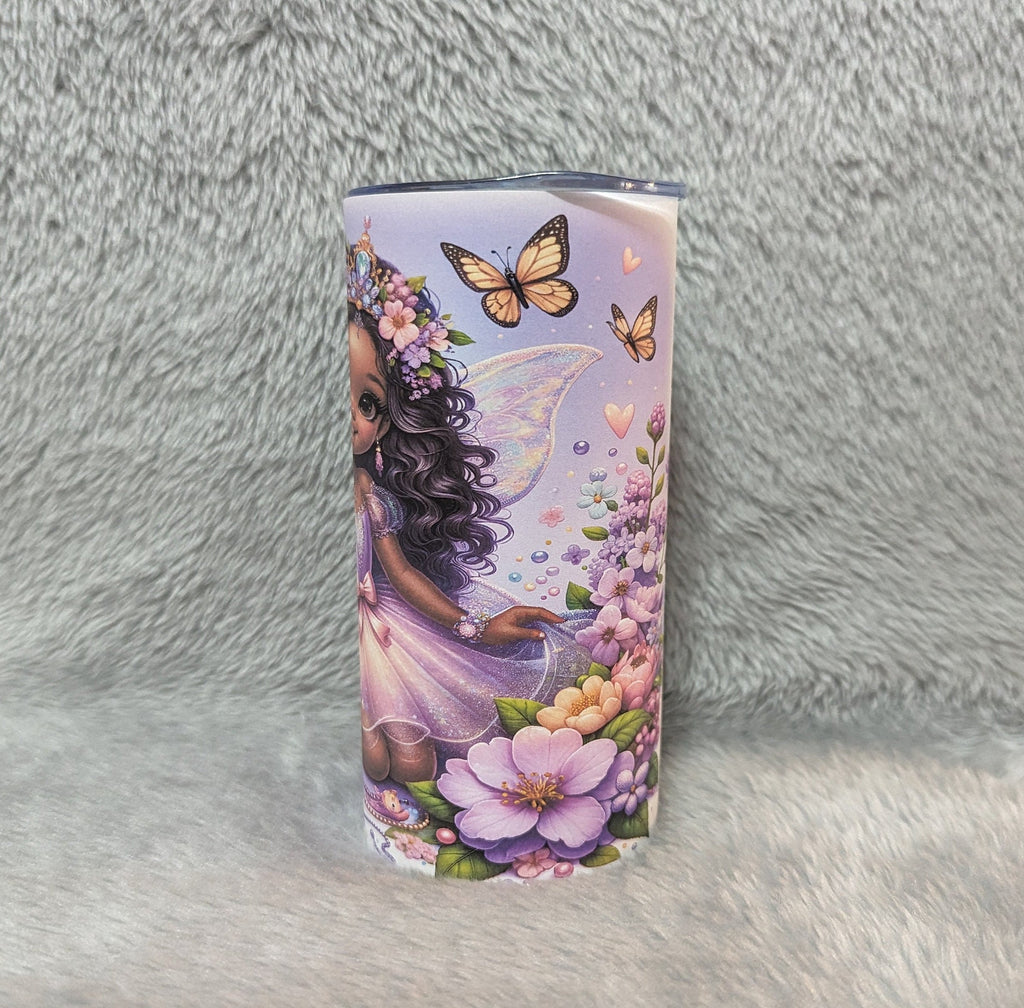 Pretty Girl Fairy Tumbler 15oz With Reusable Straw, Can Be Personalized