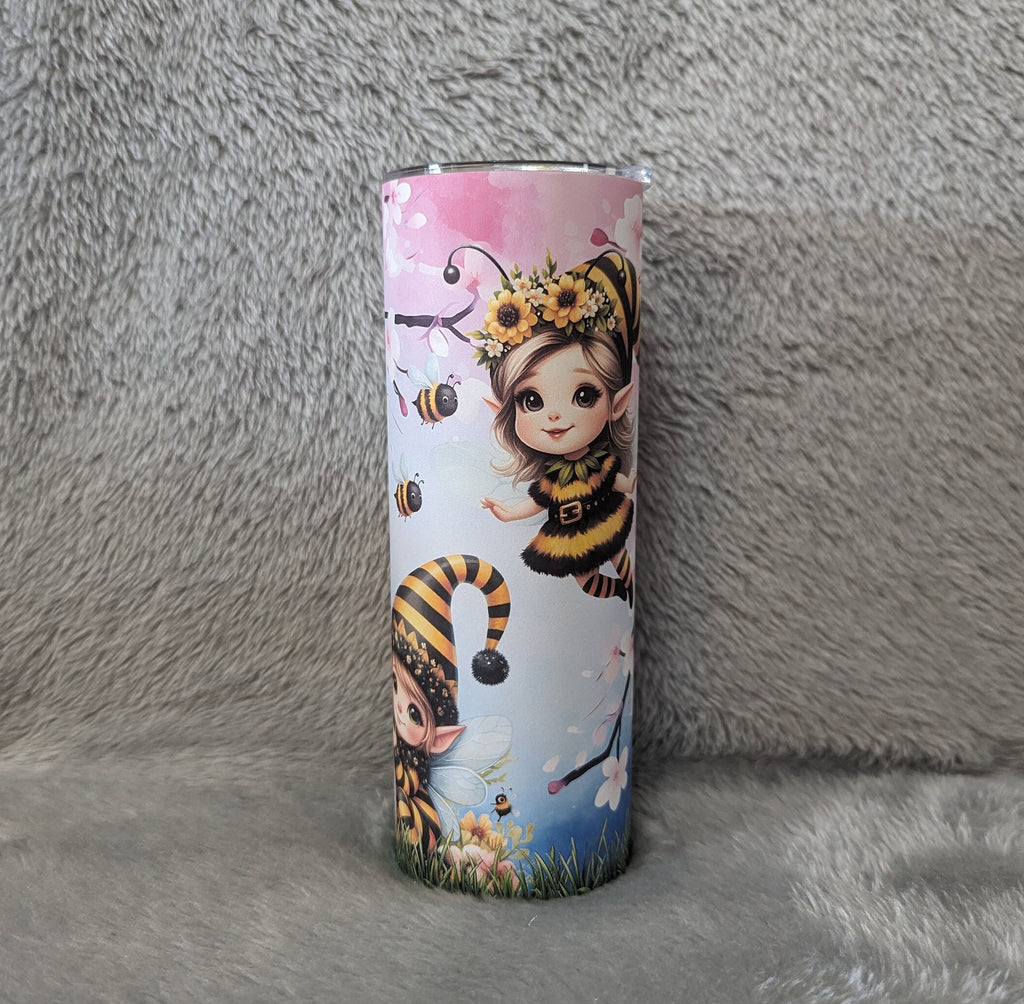 Pretty Bee Elves Tumbler 20oz With Reusable Straw, Can Be Personalized