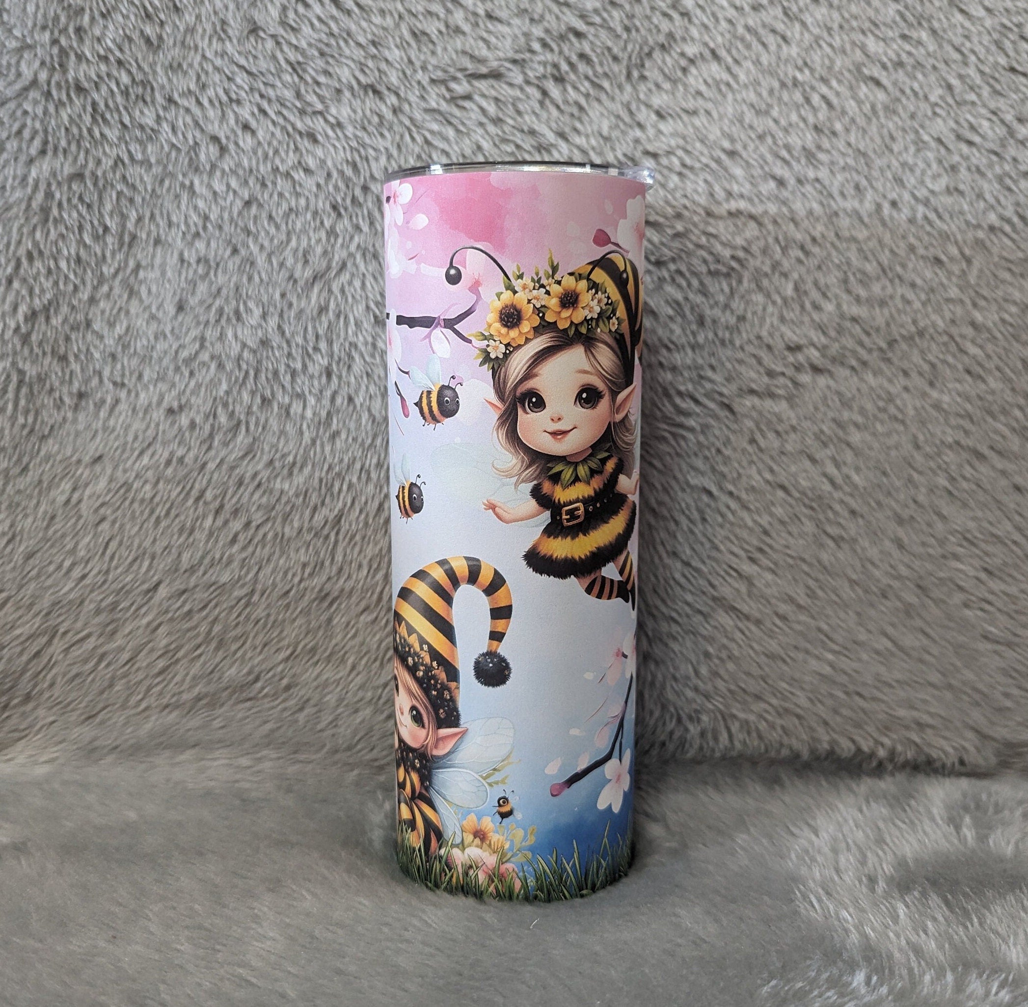 Pretty Bee Elves Tumbler 20oz With Reusable Straw, Can Be Personalized