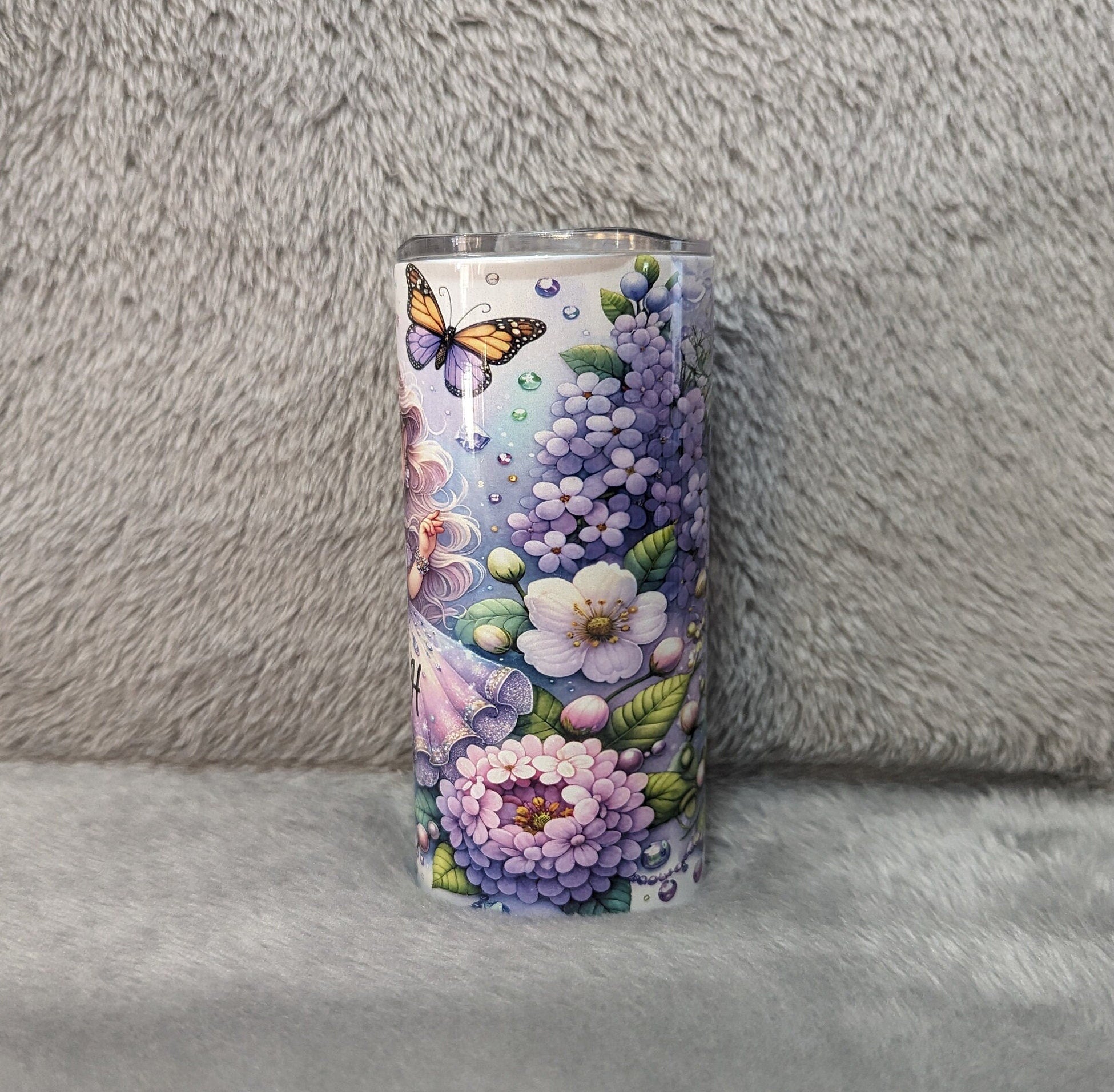 Pretty Girl Fairy Tumbler 15oz With Reusable Straw, Can Be Personalized
