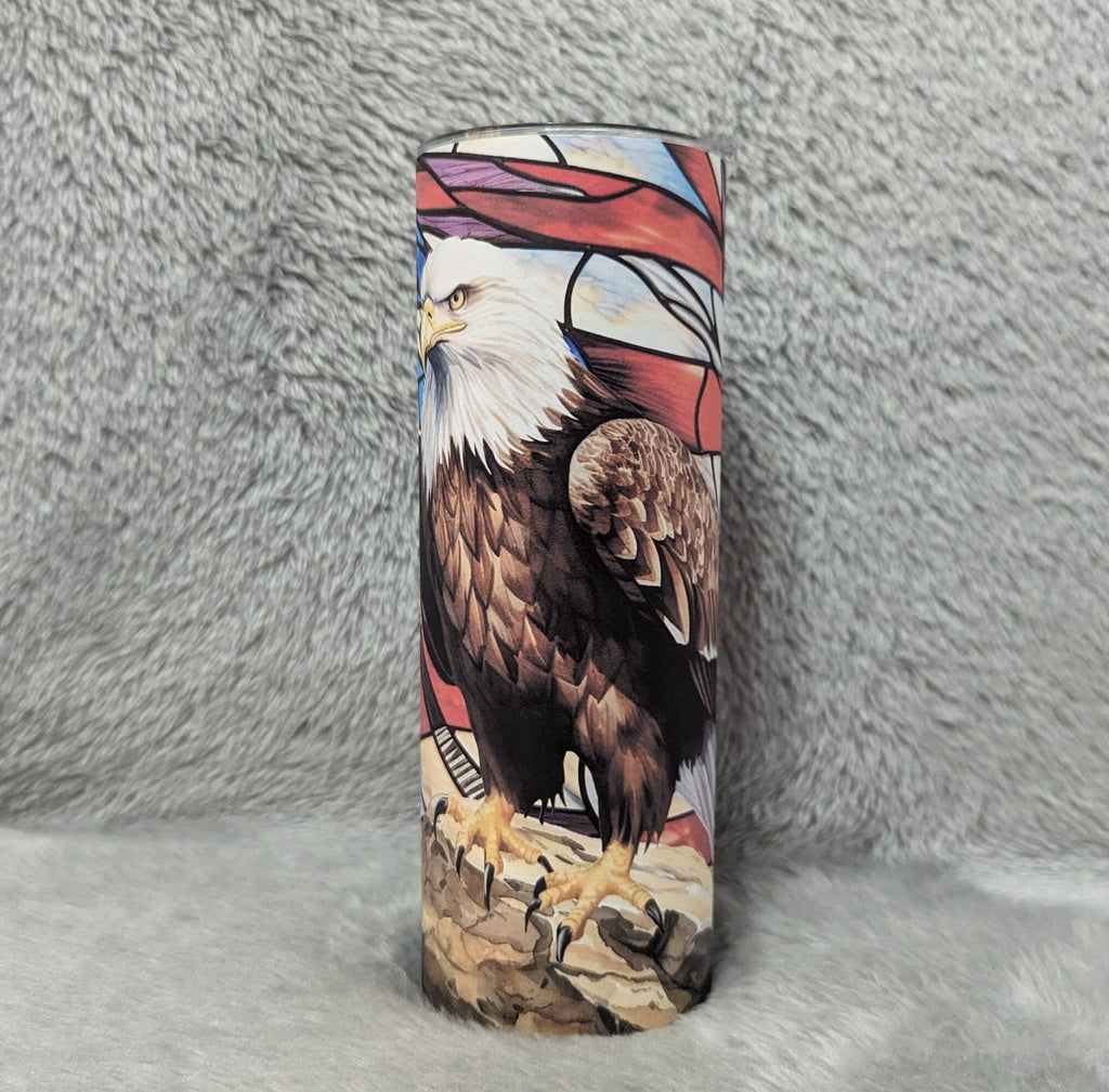Beautiful Patriotic Eagle Tumbler 20oz With Reusable Straw Can Be Personalized