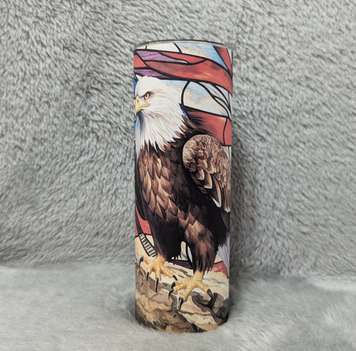 Beautiful Patriotic Eagle Tumbler 20oz With Reusable Straw Can Be Personalized