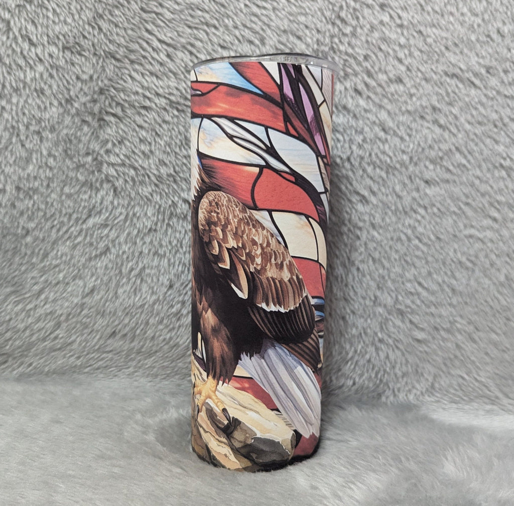 Beautiful Patriotic Eagle Tumbler 20oz With Reusable Straw Can Be Personalized