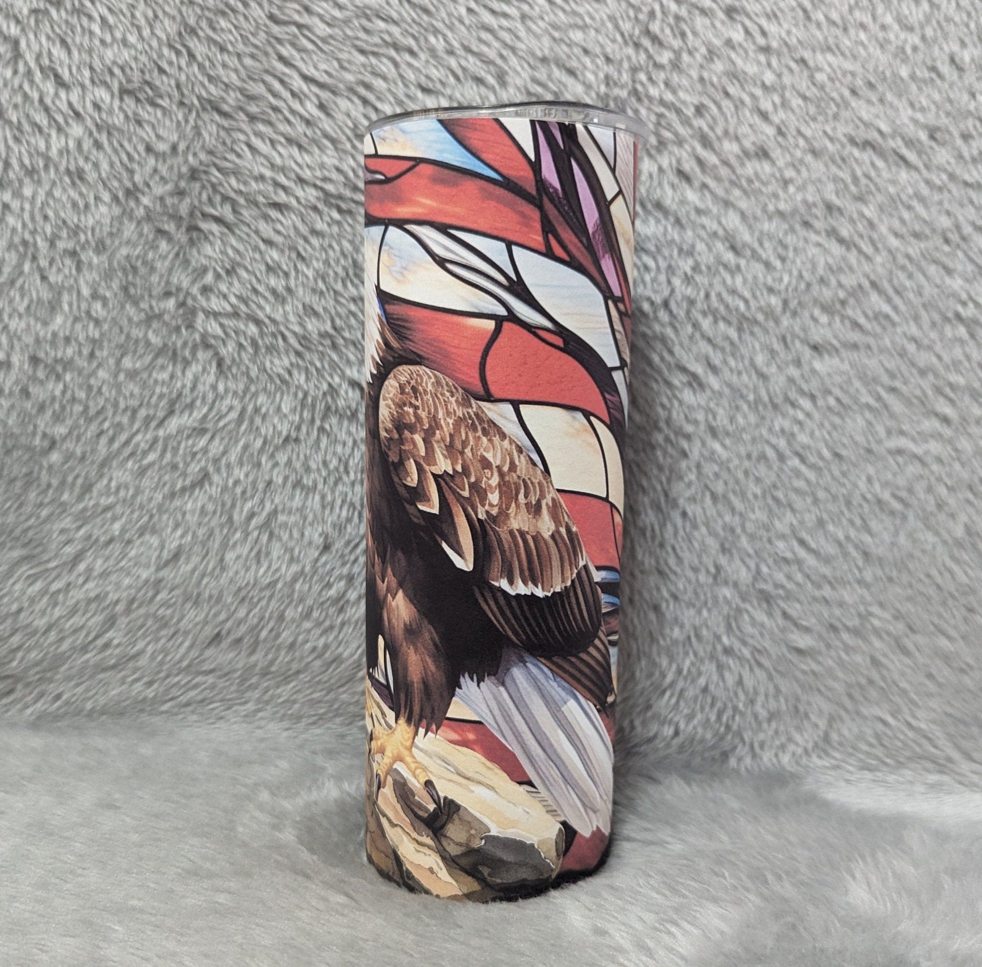 Beautiful Patriotic Eagle Tumbler 20oz With Reusable Straw Can Be Personalized
