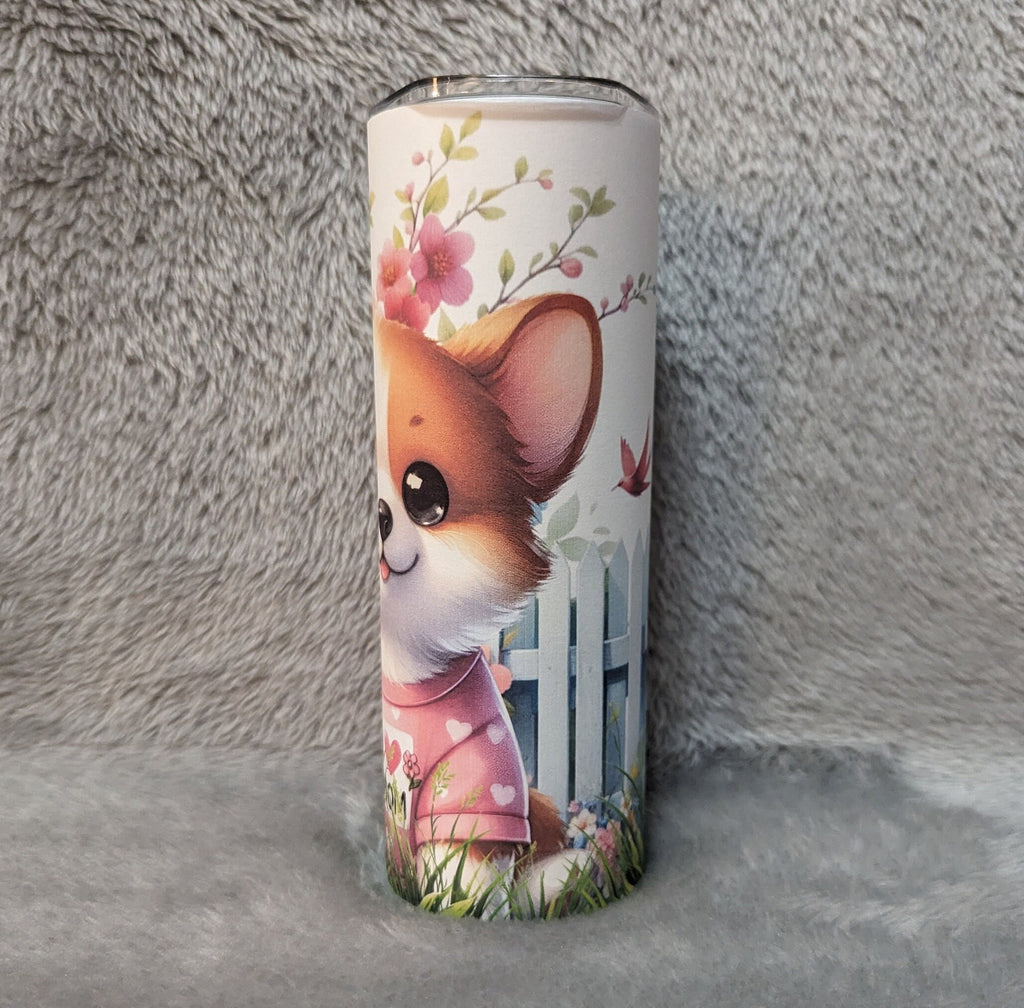 I Love Mom Corgi Dog Tumbler 20oz With Reusable Straw, Can Be Personalized