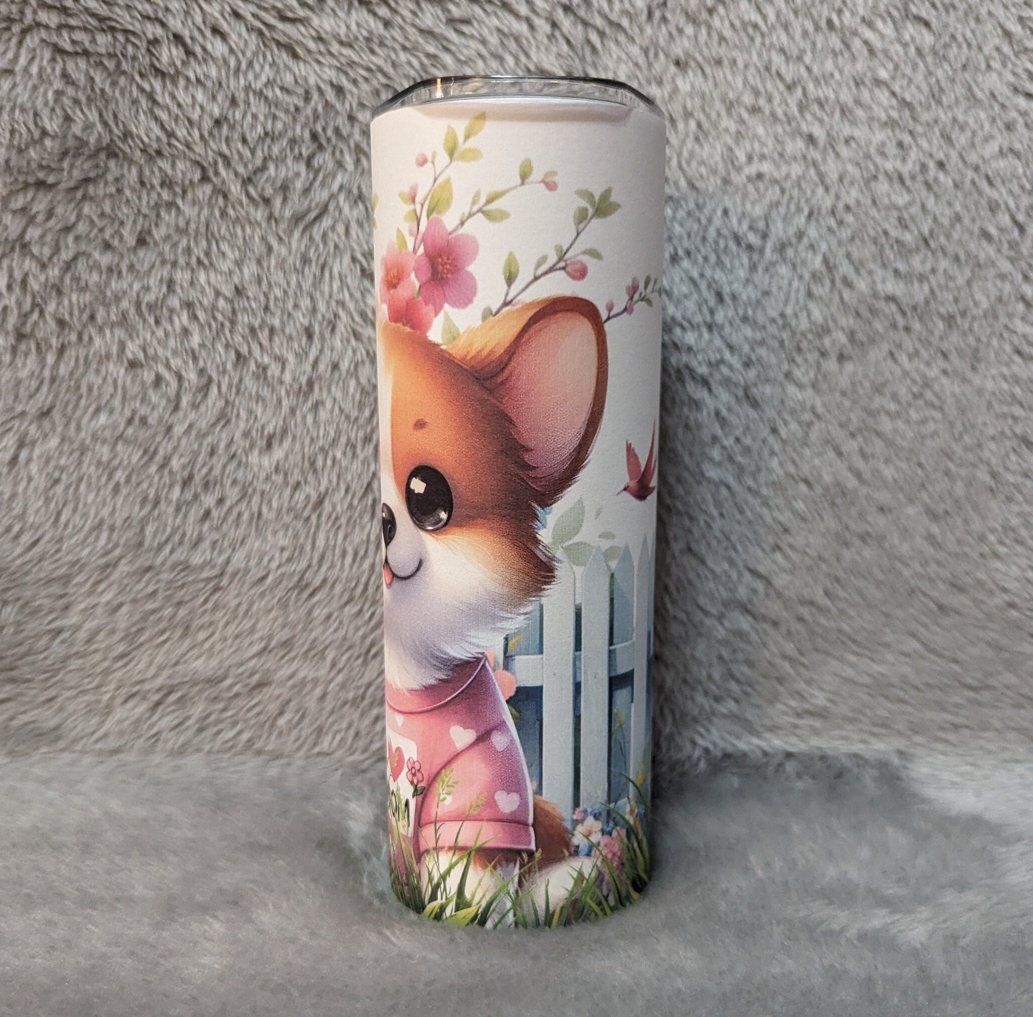 I Love Mom Corgi Dog Tumbler 20oz With Reusable Straw, Can Be Personalized