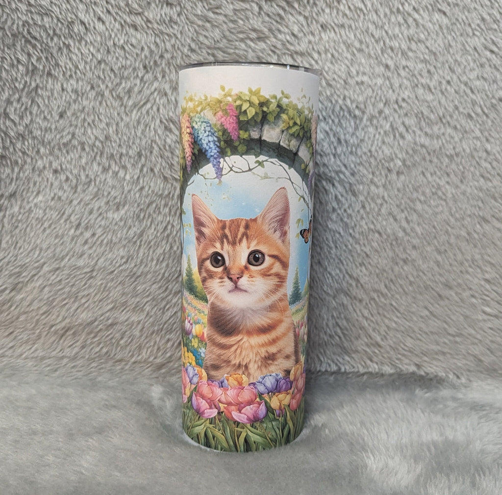 Orange Tabby Cat Tumbler  20oz With Reusable Straw, Can Be Personalized