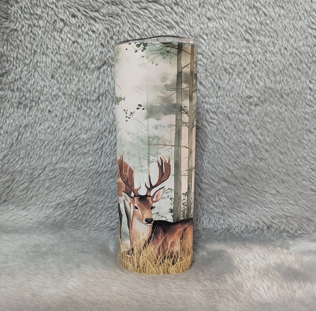 Deer Family Tumbler 20oz With Reusable Straw, Can Be Personalized