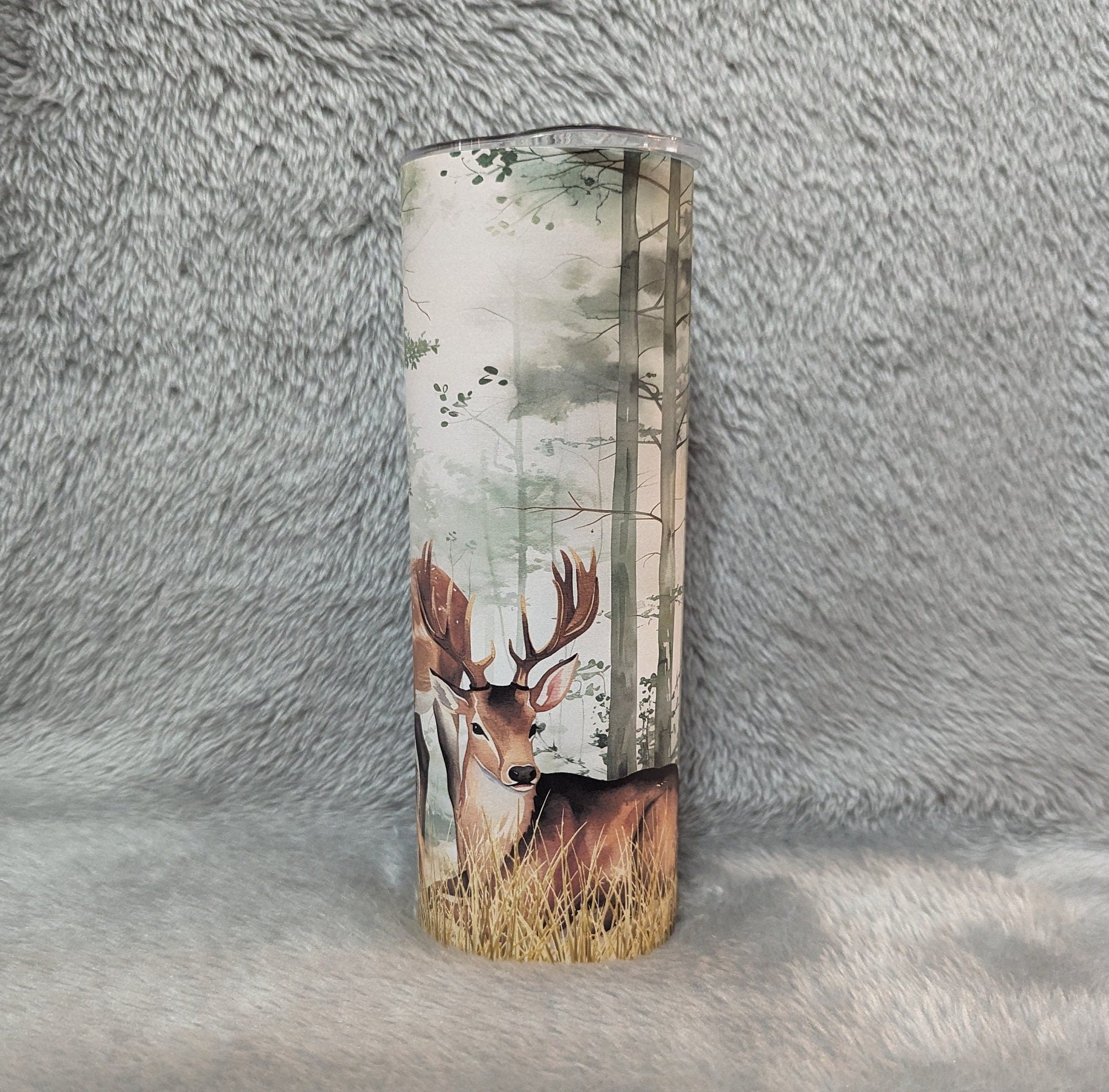 Deer Family Tumbler 20oz With Reusable Straw, Can Be Personalized