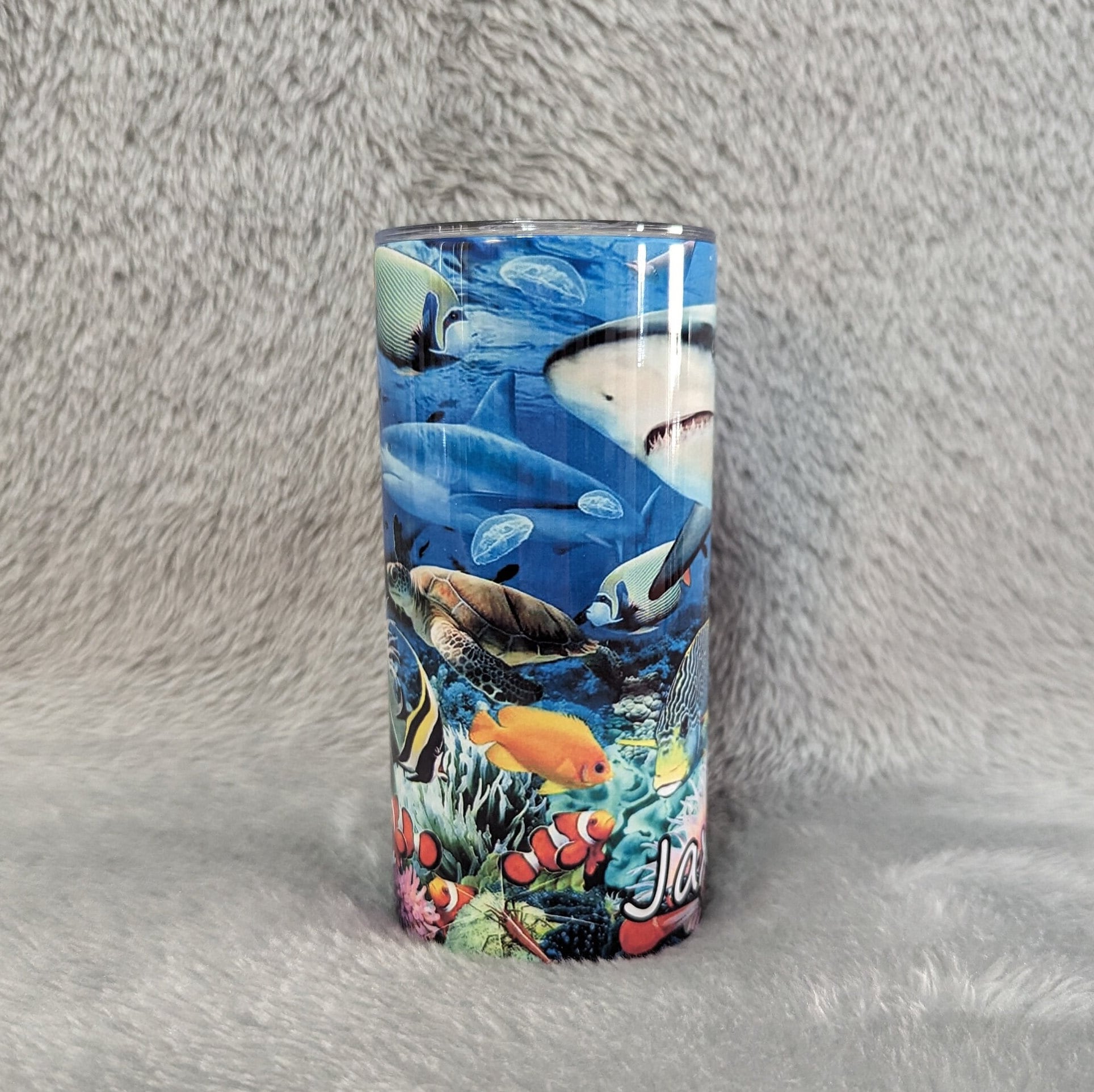 Kids Shark Tumbler 15oz With Reusable Straw, Can Be Personalized