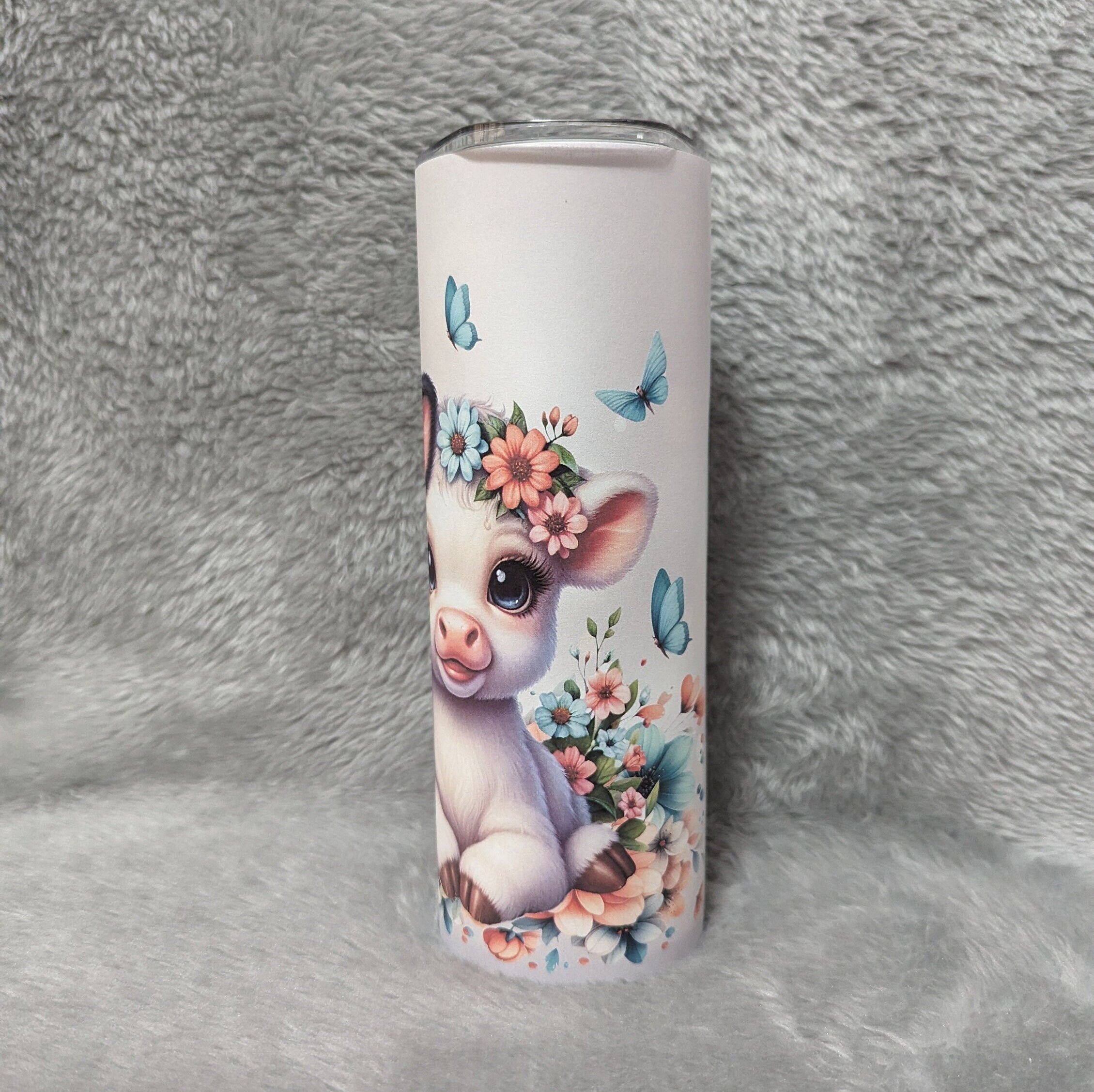 Cute Cow Calf Tumbler With Calf's 20oz With Reusable Straw Can Be Personalized
