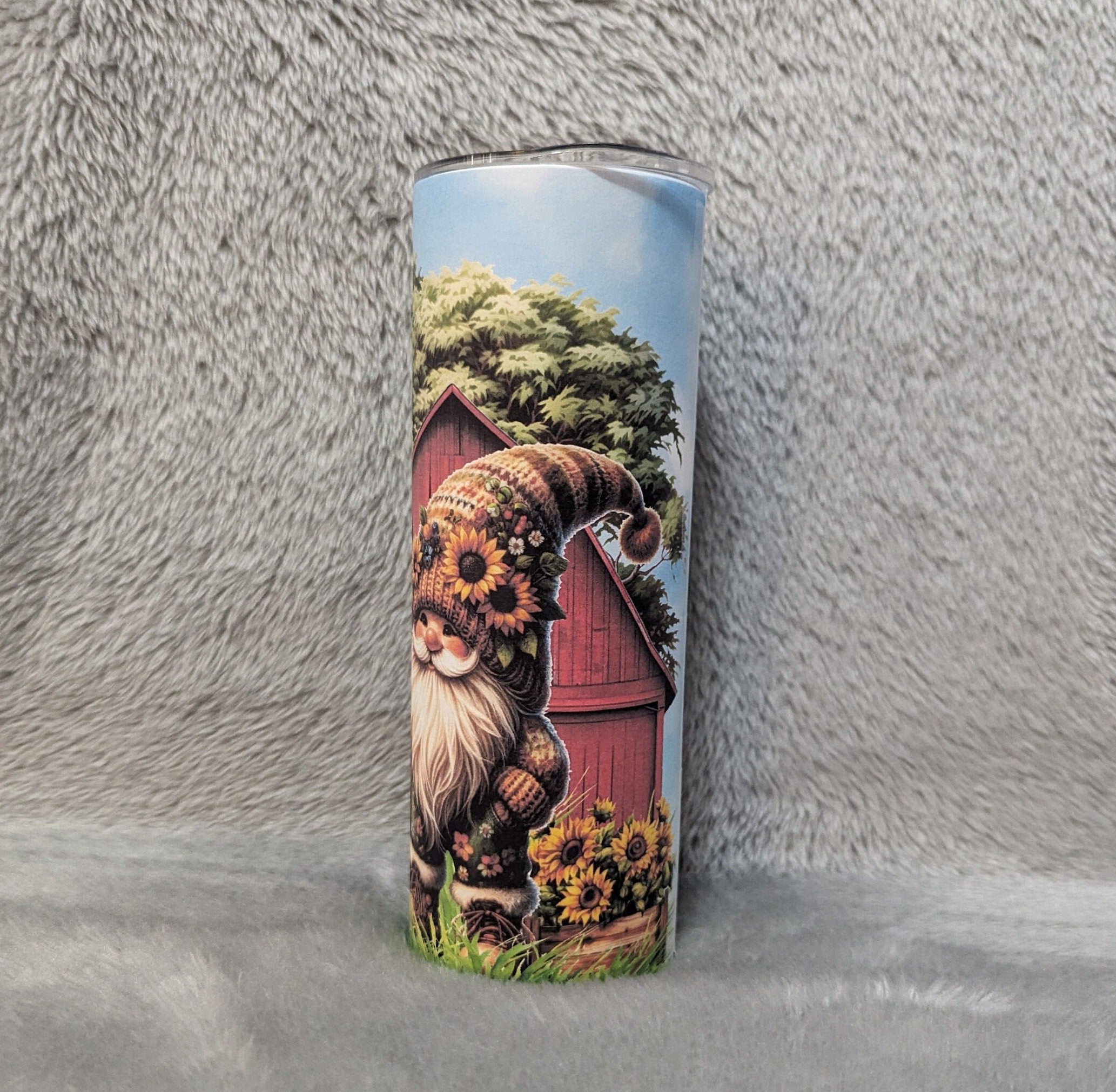 Garden Gnome Tumbler 20oz With Reusable Straw, Can Be Personalized