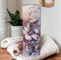 Floral Hummingbird Tumbler  20oz With Reusable Straw, Can Be Personalized