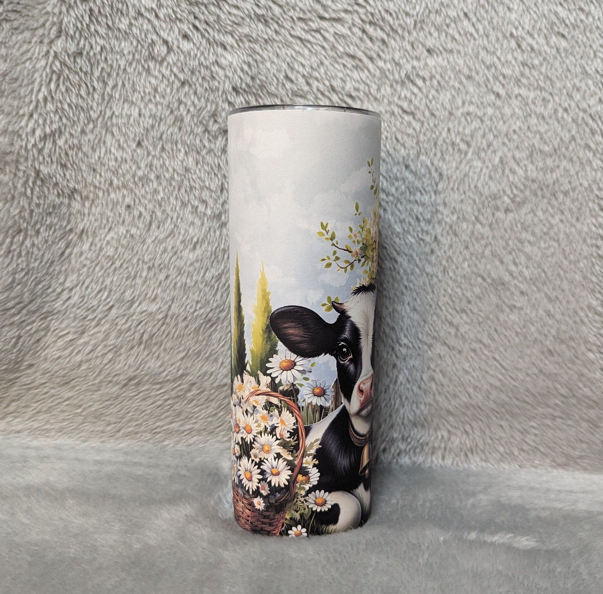 Holstein Cow Calf Tumbler 20oz With Reusable Straw, Can Be Personalized
