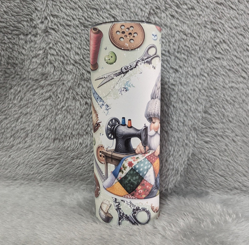 Cute Gnome Crafting Tumbler Can Be Personalized, Crafters Tumbler, Craft Hobbyist Gift, Seamstress Gift For Her, 20oz Tumbler With Straw