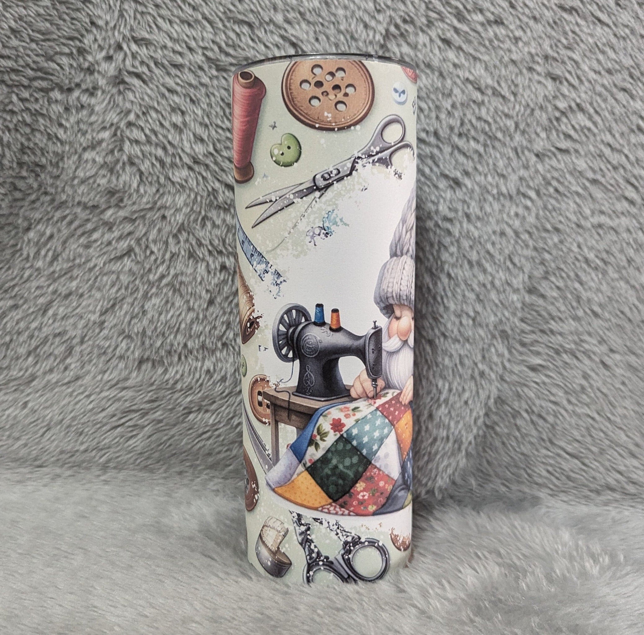 Cute Gnome Crafting Tumbler Can Be Personalized, Crafters Tumbler, Craft Hobbyist Gift, Seamstress Gift For Her, 20oz Tumbler With Straw