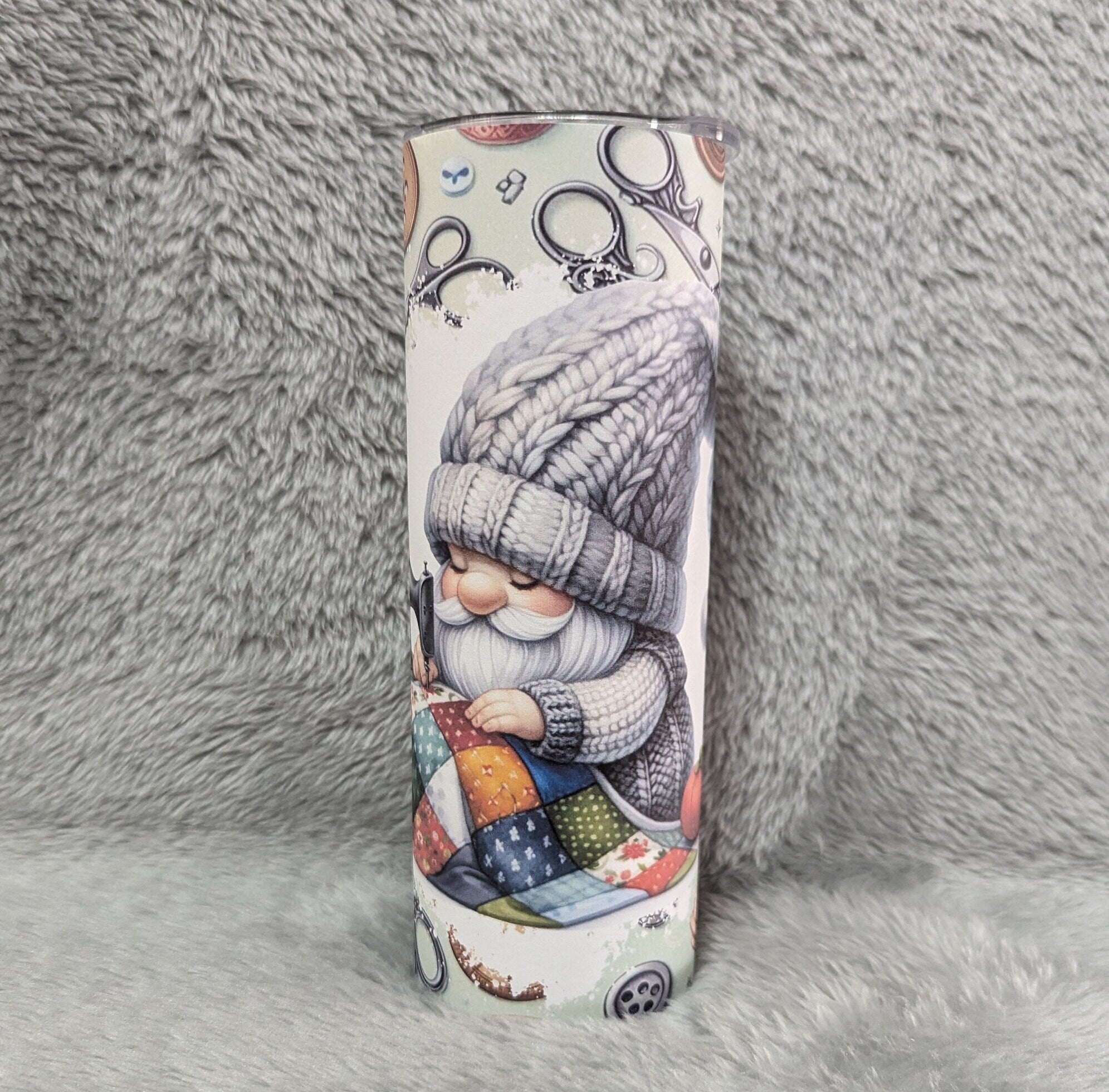 Cute Gnome Crafting Tumbler Can Be Personalized, Crafters Tumbler, Craft Hobbyist Gift, Seamstress Gift For Her, 20oz Tumbler With Straw