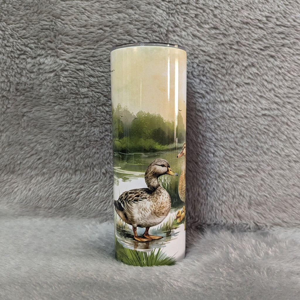 Duck Tumbler Can Be Personalized, Duck Family Tumbler With Reusable Plastic Straw, For Hot Or Cold Drinks, 20oz Skinny Tumbler