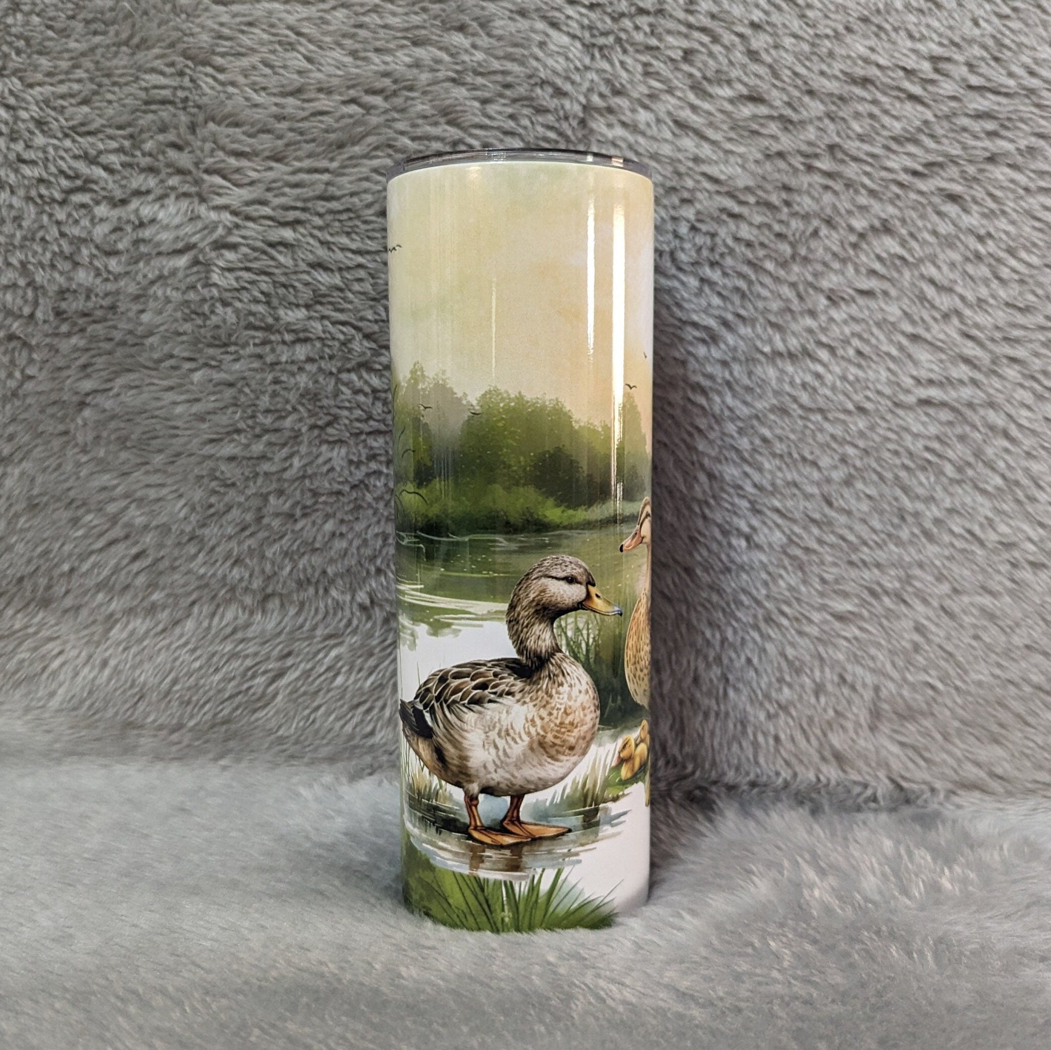 Duck Tumbler Can Be Personalized, Duck Family Tumbler With Reusable Plastic Straw, For Hot Or Cold Drinks, 20oz Skinny Tumbler
