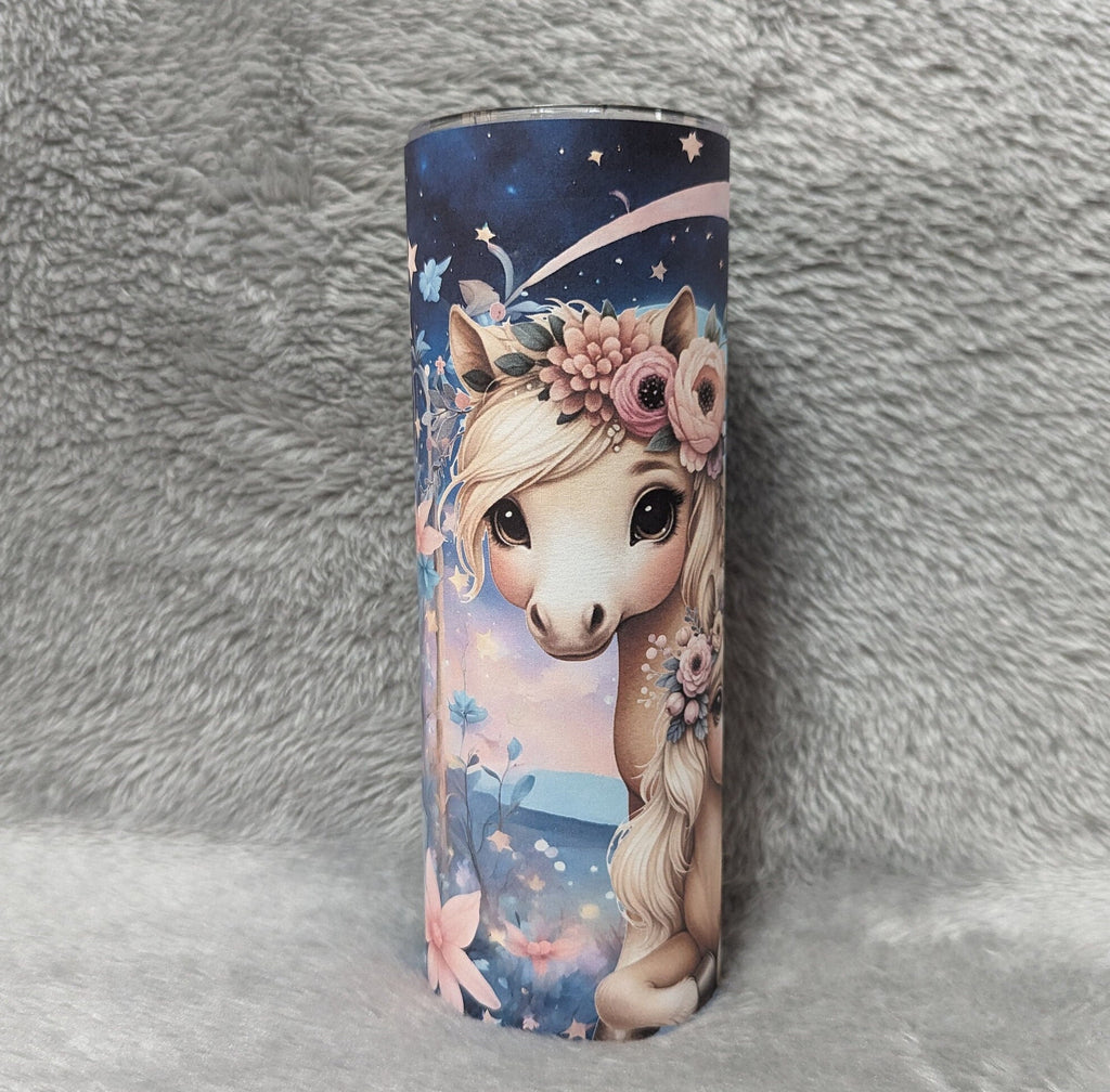 Pretty Palomino Pony Tumbler 20oz With Reusable Straw Can Be Personalized