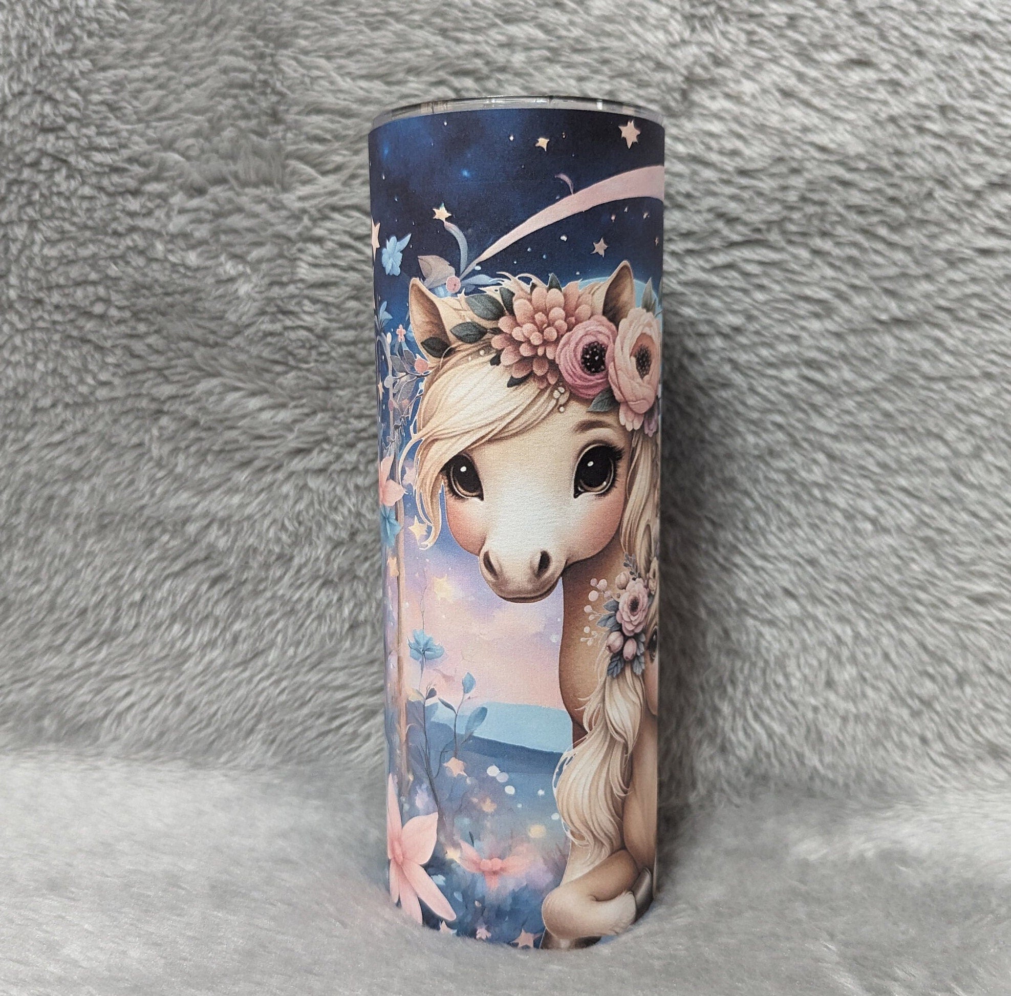 Pretty Palomino Pony Tumbler 20oz With Reusable Straw Can Be Personalized