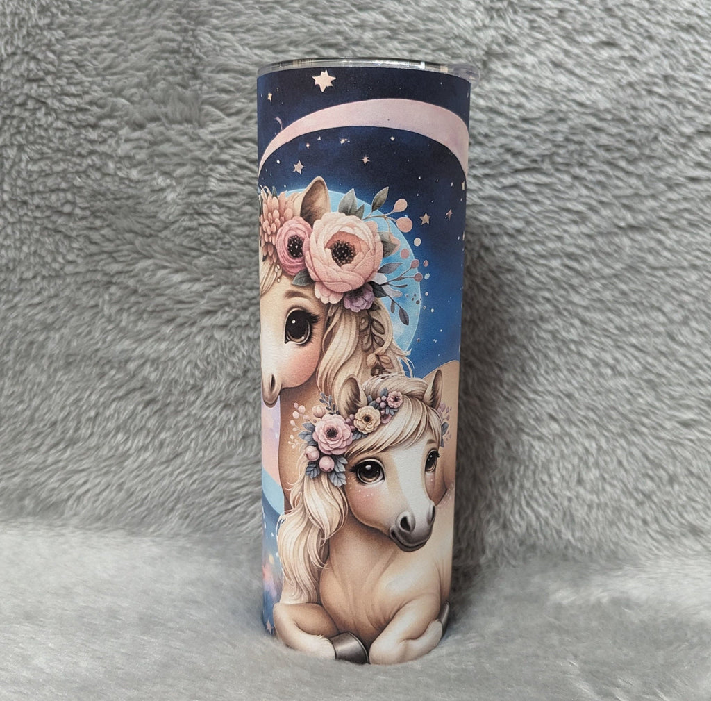 Pretty Palomino Pony Tumbler 20oz With Reusable Straw Can Be Personalized