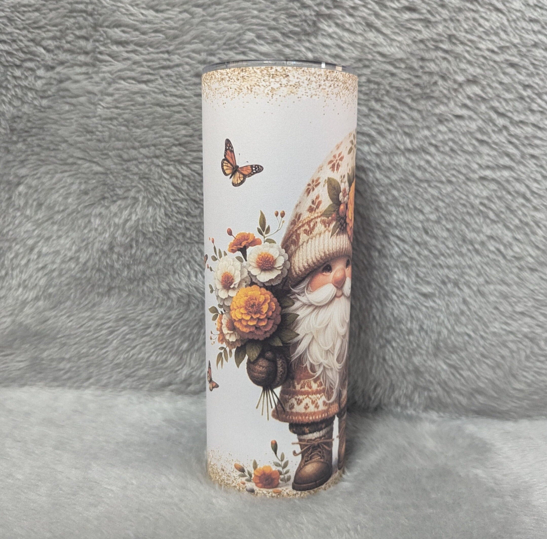Gnome Tumbler With A Cute Gnome and A Glitter Design - Can Be Personalized, Gift For Her, Gnome Cup With Name, Gnome Lover Gift