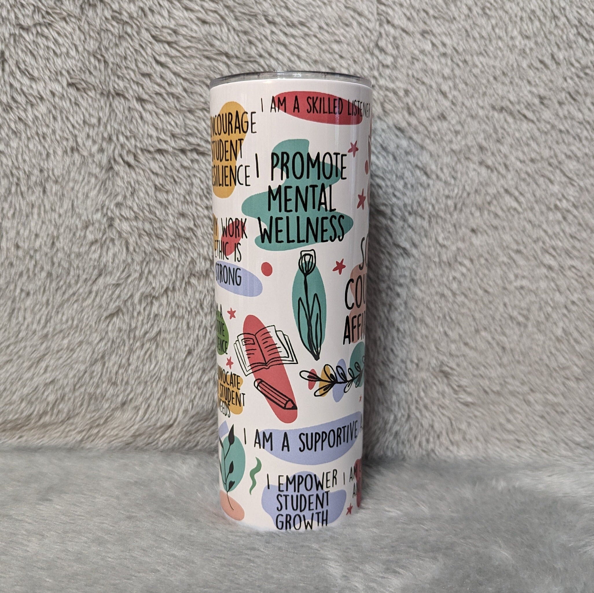 School Counselor Affirmations Tumbler 20oz With Reusable Straw
