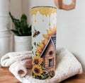 Pretty Bee Tumbler 20oz With Reusable Straw, Can Be Personalized