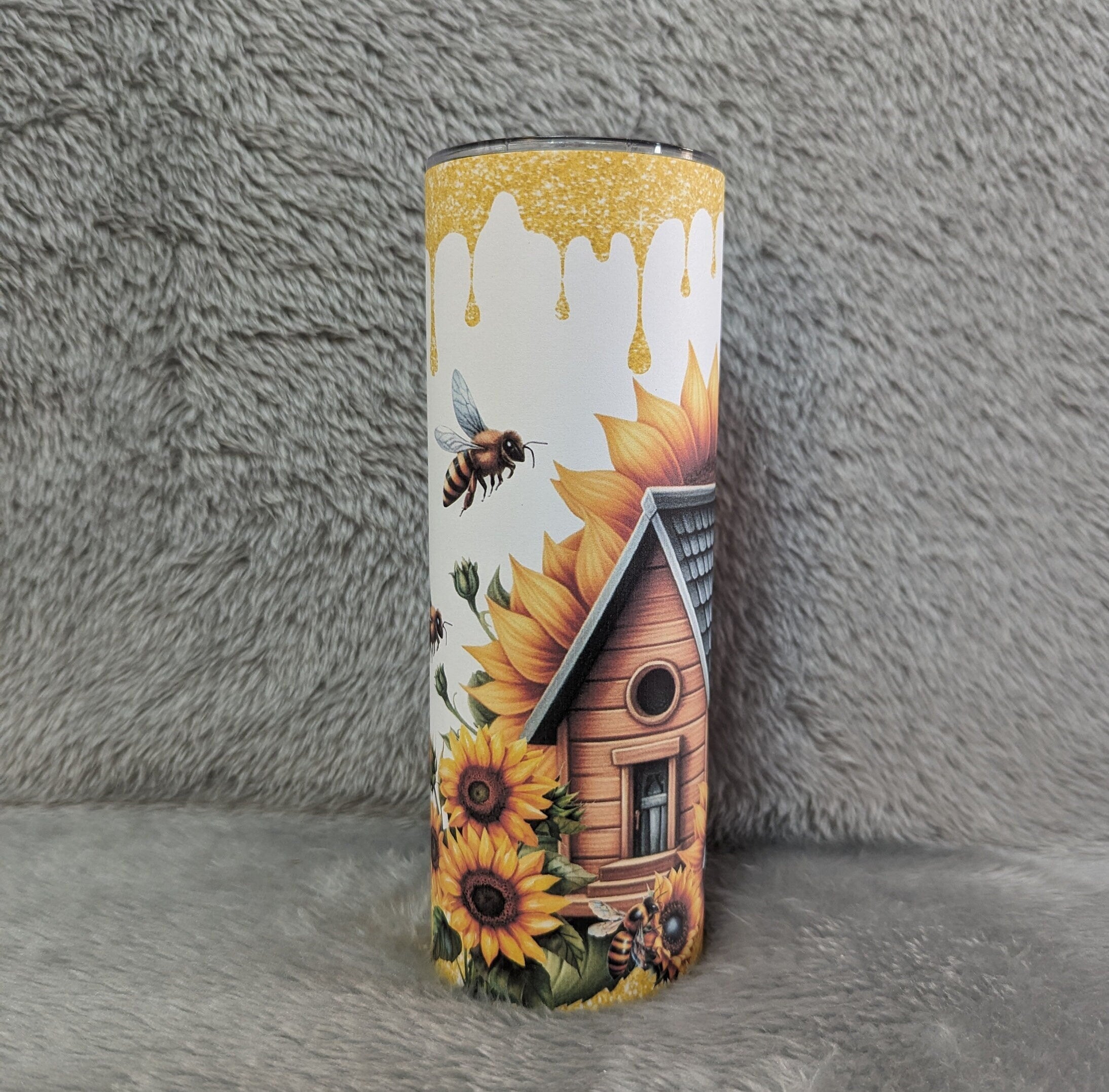 Pretty Bee Tumbler 20oz With Reusable Straw, Can Be Personalized