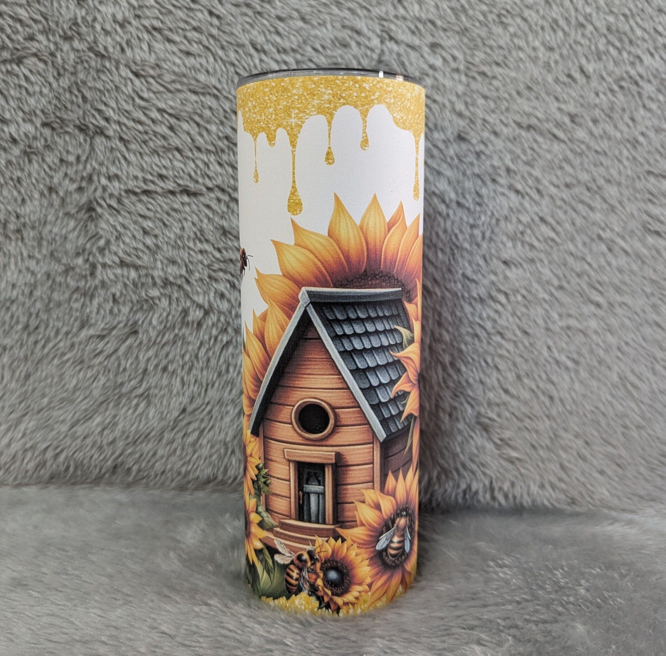 Pretty Bee Tumbler 20oz With Reusable Straw, Can Be Personalized