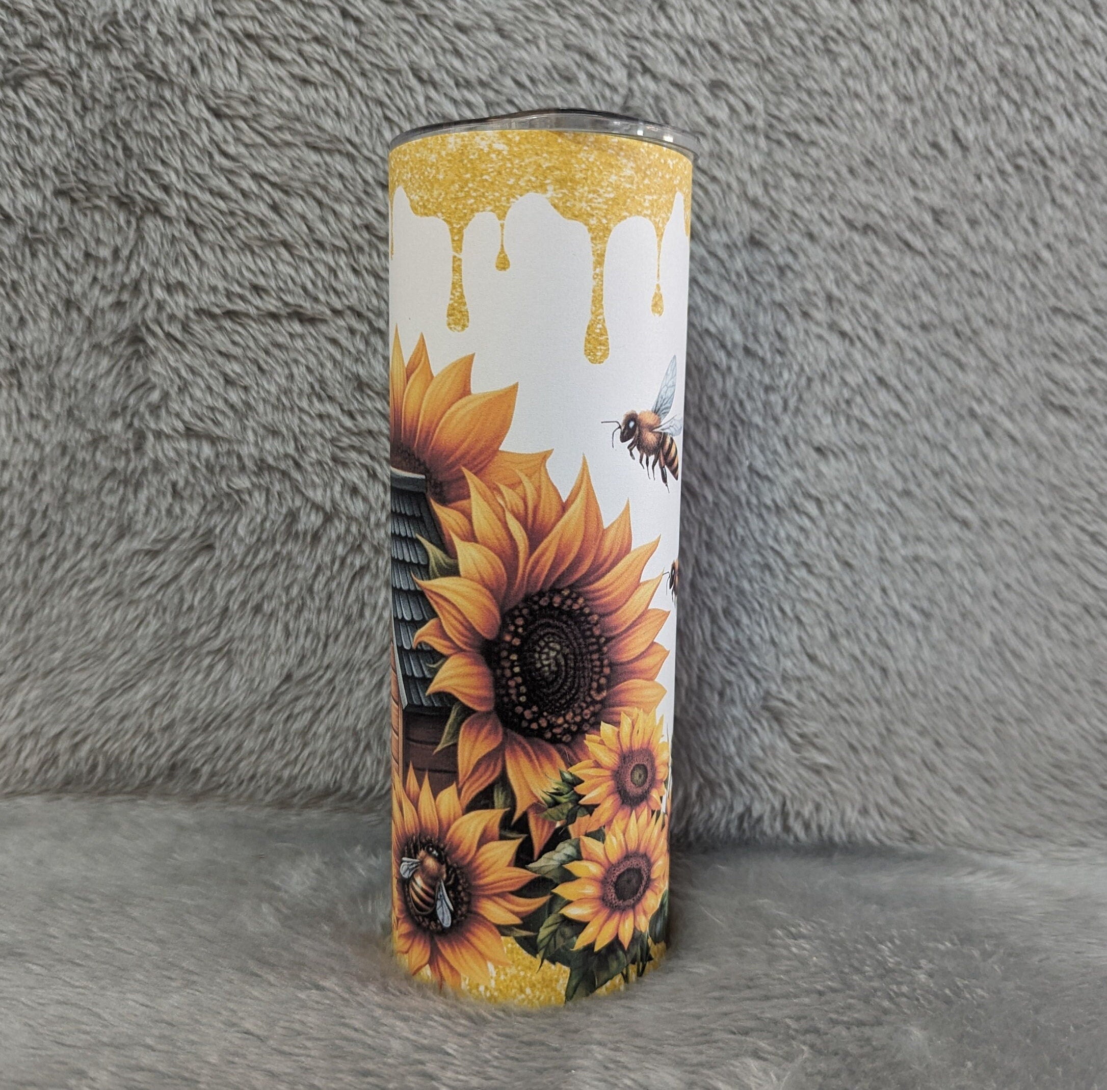 Pretty Bee Tumbler 20oz With Reusable Straw, Can Be Personalized