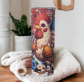 Patriotic Rooster Tumbler Can Be Personalized, Patriotic Cup With Name, Patriotic Gift For Rooster Lovers, Includes A Reusable Straw