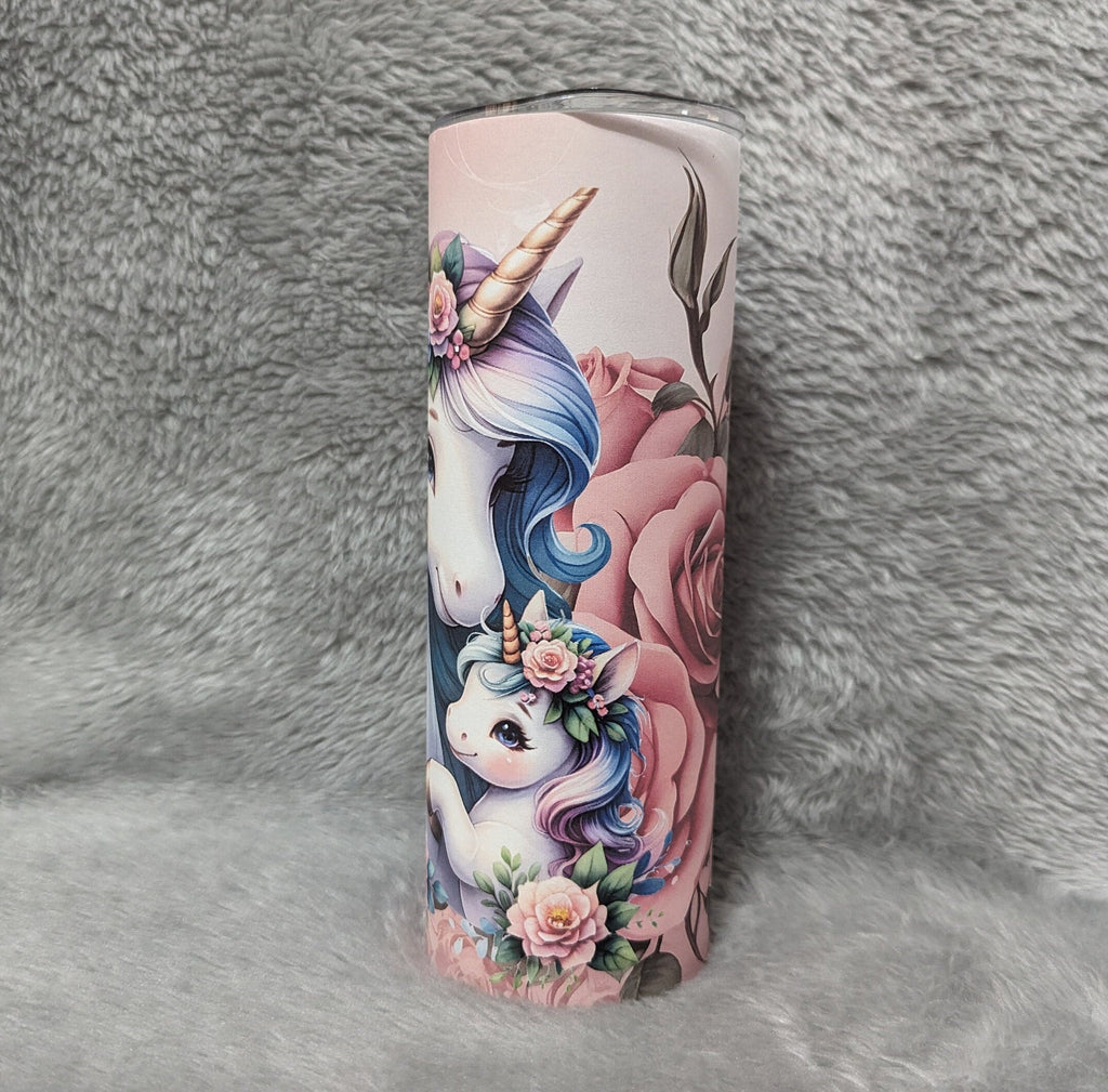 Unicorn Tumbler with Mom and Baby Unicorn 20oz With Reusable Straw Can Be Personalized